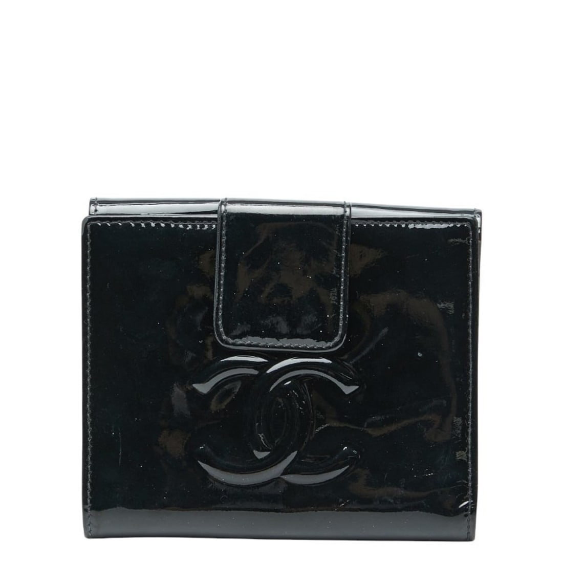 CHANEL Coco Mark Camellia Bifold Wallet in Black and Multicolored Patent Leather for Women (1 of 15)