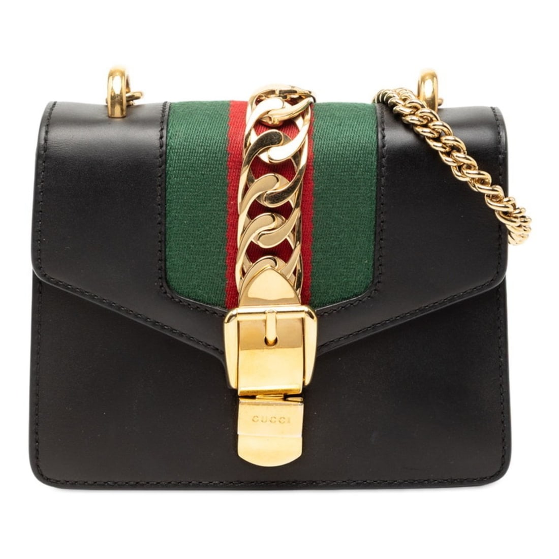 Gucci Sherry Line Sylvie Small Crossbody Chain Shoulder Bag 431666 Black Leather Women's GUCCI: --- Catalog ---Category: SizeSize (HxWxD): 14cm x 19cm x 5cm / 5.51'' x 7.48'' x 1.96''Category: DesignType: Shoulder bagColor: BlackGender: WomenMaterial: Leather Category: GeneralBrand: Gucci--- Ite