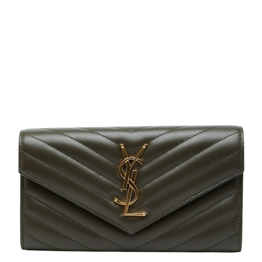 Saint Laurent Cassandra V-Stitch Long Wallet 372264 Khaki Leather Women's SAINT LAURENT: --- Catalog ---Category: SizeSize (HxWxD): 11cm x 19cm x 2cm / 4.33'' x 7.48'' x 0.78''Category: DesignType: Long wallet (bi-fold)Color: KhakiGender: WomenClosure: Snap fastenerMaterial: Leather
