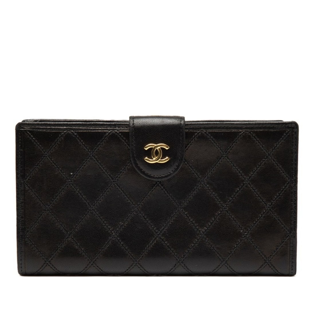 CHANEL Coco Mark Bicolor Long Wallet in Black and Gold Lambskin for Women (1 of 12)