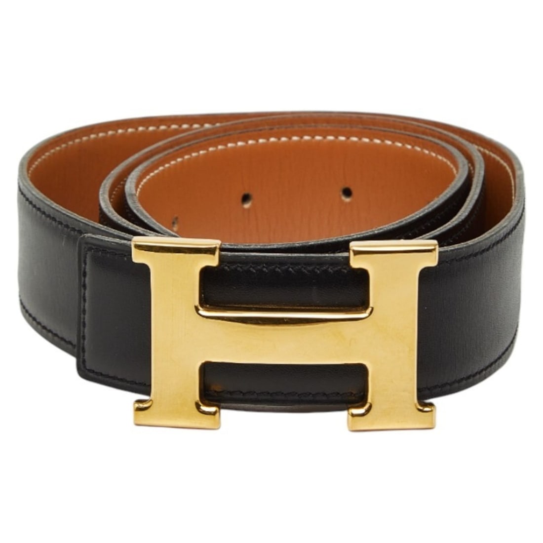 Hermes Hermès Constance H Belt, reversible, size 80, black and brown box calf leather, men's. (1 of 16)