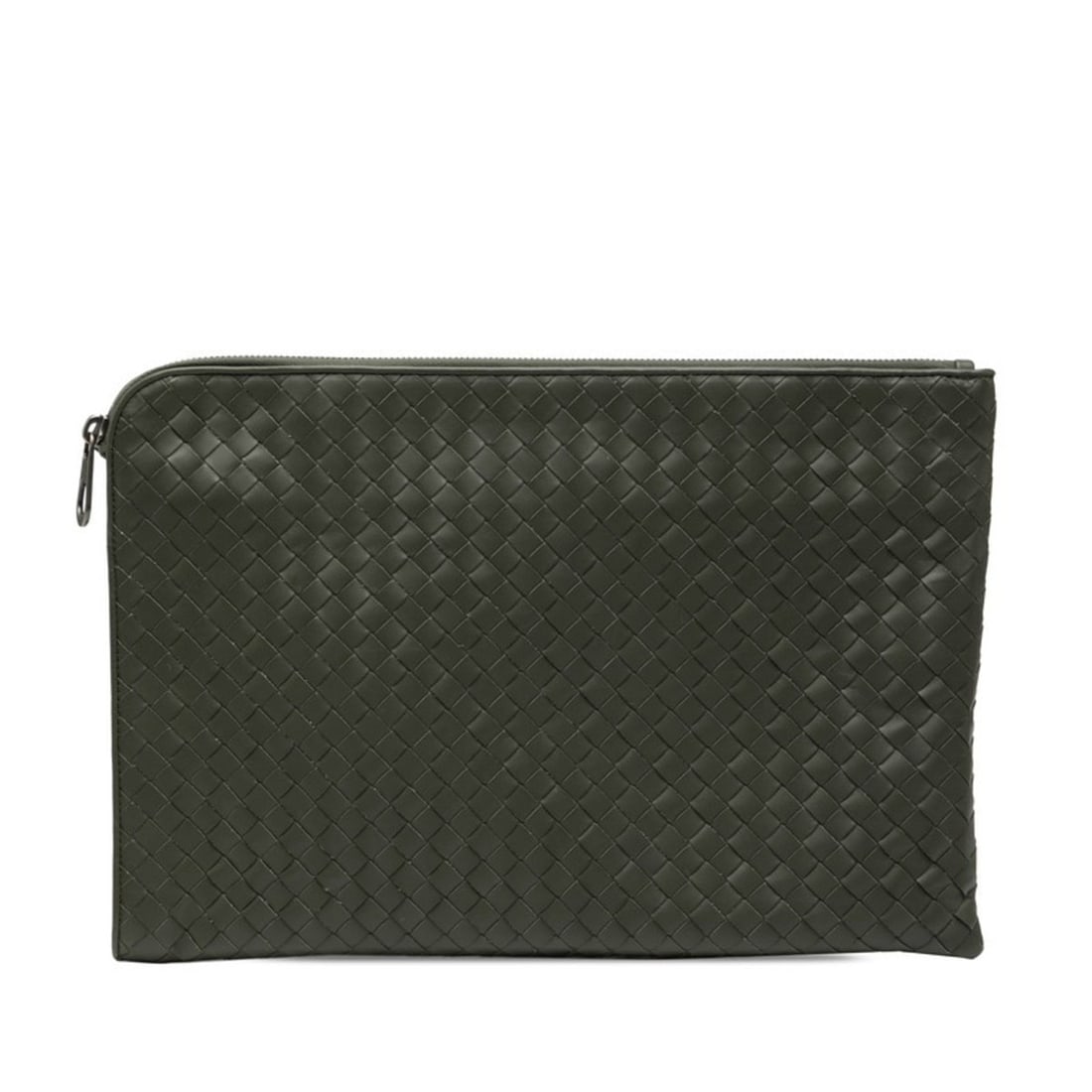 Bottega Veneta Intrecciato Clutch Bag/Second Bag Khaki Leather Men's BOTTEGAVENETA: --- Catalog ---Category: SizeSize (HxWxD): 23.5cm x 34cm x 1cm / 9.25'' x 13.38'' x 0.39''Category: DesignType: Clutch bagColor: KhakiGender: MenClosure: ZipperMaterial: Leather Category: GeneralLine: