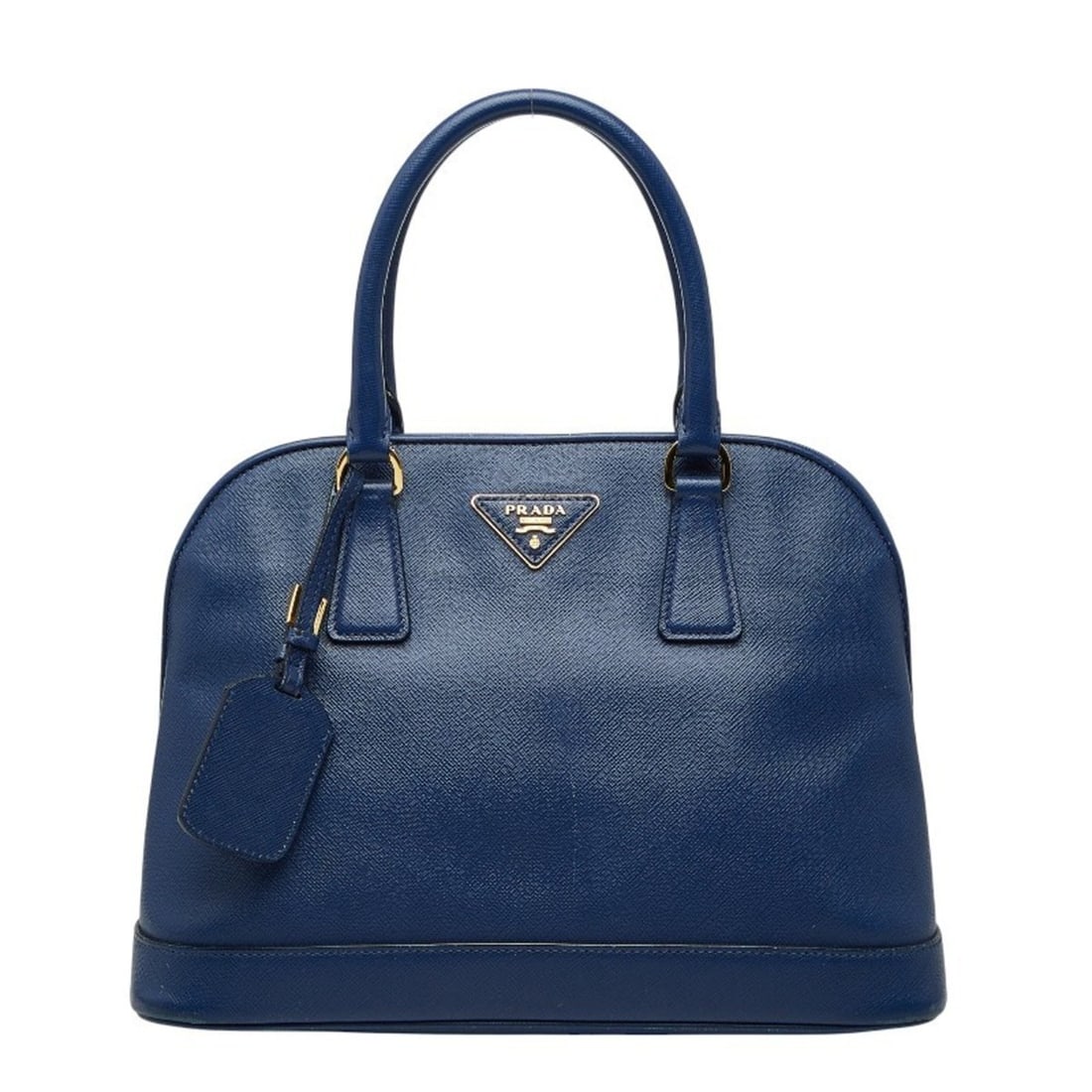 Prada Triangle Logo Plate Handbag in Blue Saffiano Leather for Women: --- Catalog ---Category: SizeHandle Drop: 12.00cm / 4.72''Size (HxWxD): 23cm x 30cm x 14cm / 9.05'' x 11.81'' x 5.51''Category: DesignType: HandbagColor: BlueGender: WomenClosure: MagnetMaterial: Leat