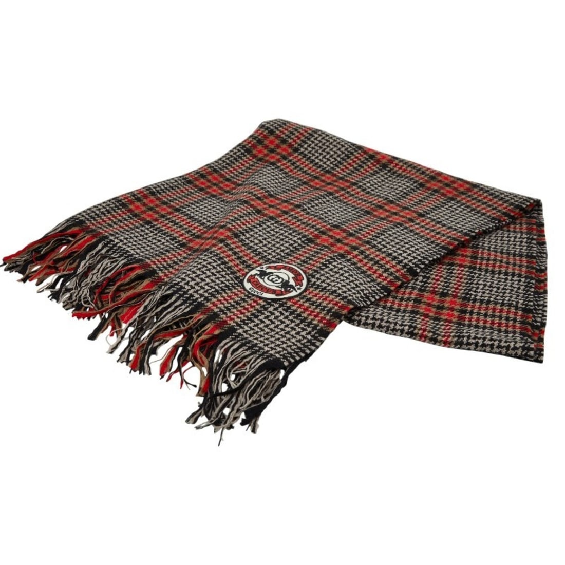 Gucci Houndstooth Cashmere Scarf in Black, Brown, and Red for Women (1 of 10)