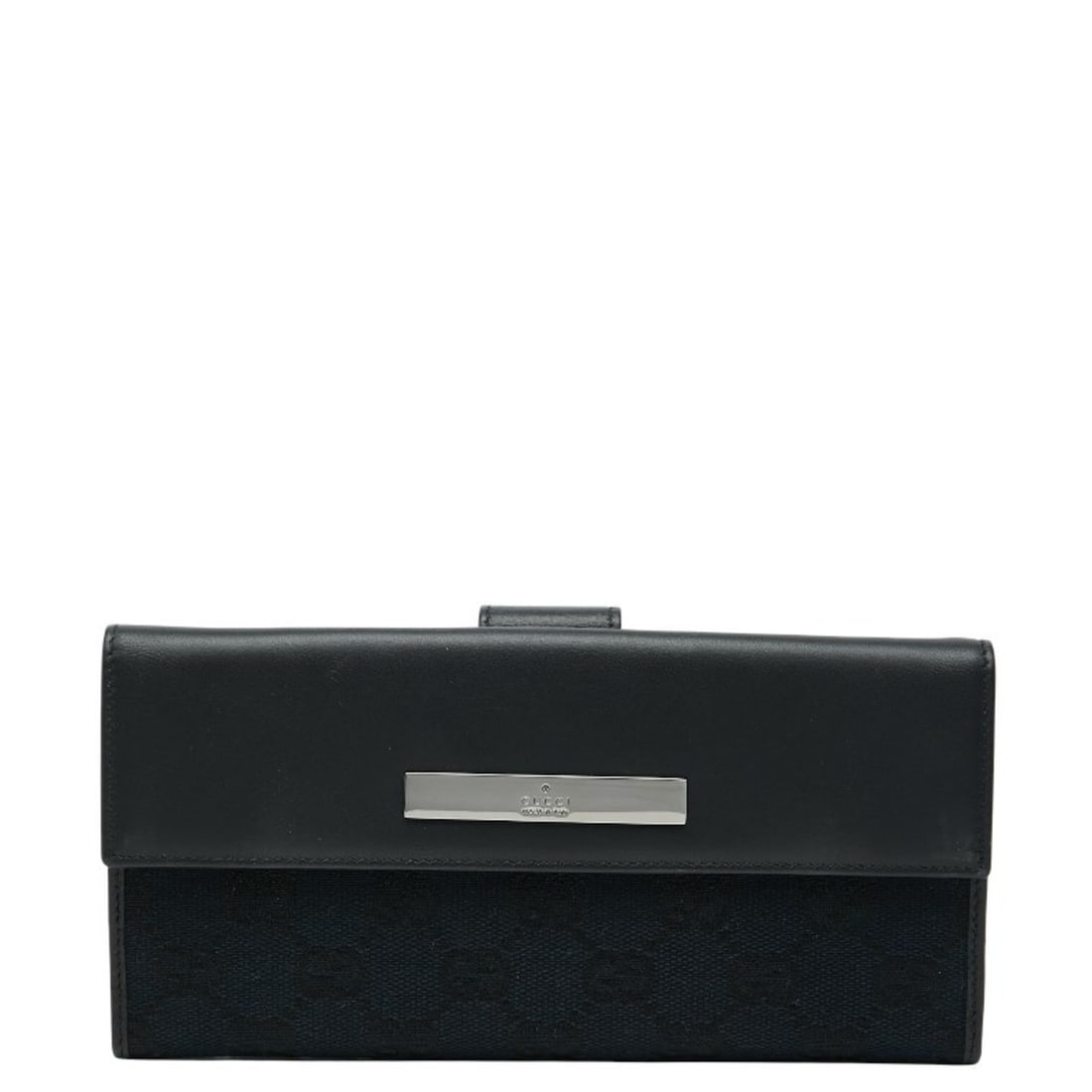 Gucci GG Canvas Long Wallet 035 1408 2150 Navy Black Leather Women's GUCCI: --- Catalog ---Category: SizeSize (HxWxD): 9.5cm x 19cm x 2.5cm / 3.74'' x 7.48'' x 0.98''Category: DesignType: Long wallet (bi-fold)Color: Black, NavyGender: WomenMaterial: Canvas , Leather Category: