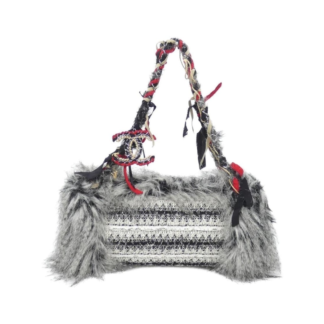 Chanel shoulder bag: --- Catalog ---Category: SizeSize (HxWxD): 20cm x 38cm x 10cm / 7.87'' x 14.96'' x 3.93''Category: DesignType: Shoulder bagColor: Beige, Black, Red color, WhiteGender: Women,MenMaterial: Tweed , Fur ,