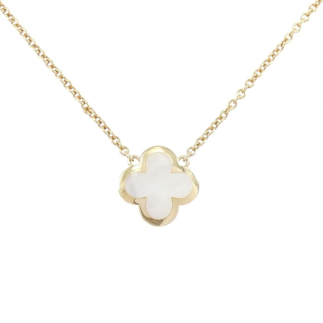 Van Cleef & Arpels Pure Alhambra Necklace: --- Catalog ---Category: SizePendant Size: 16mm x 16mm / 0.62'' x 0.62''Neck Circumference: 38 cm - 42 cm / 14.96'' - 16.53''Category: DesignColor: Yellow goldStone: Mother of pearlGender: