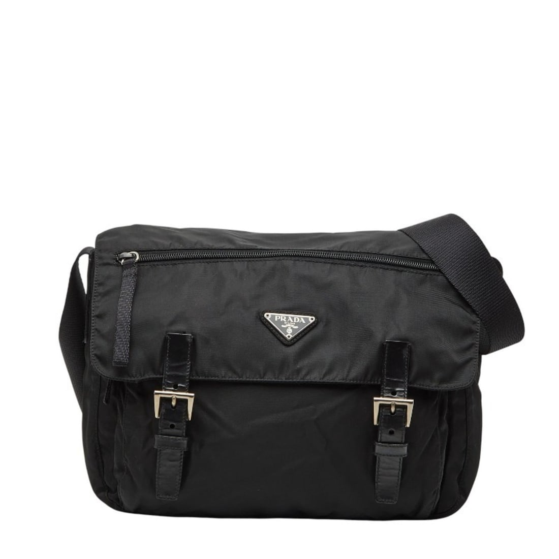 Prada Triangle Logo Plate Shoulder Bag Black Nylon Women's PRADA (1 of 18)