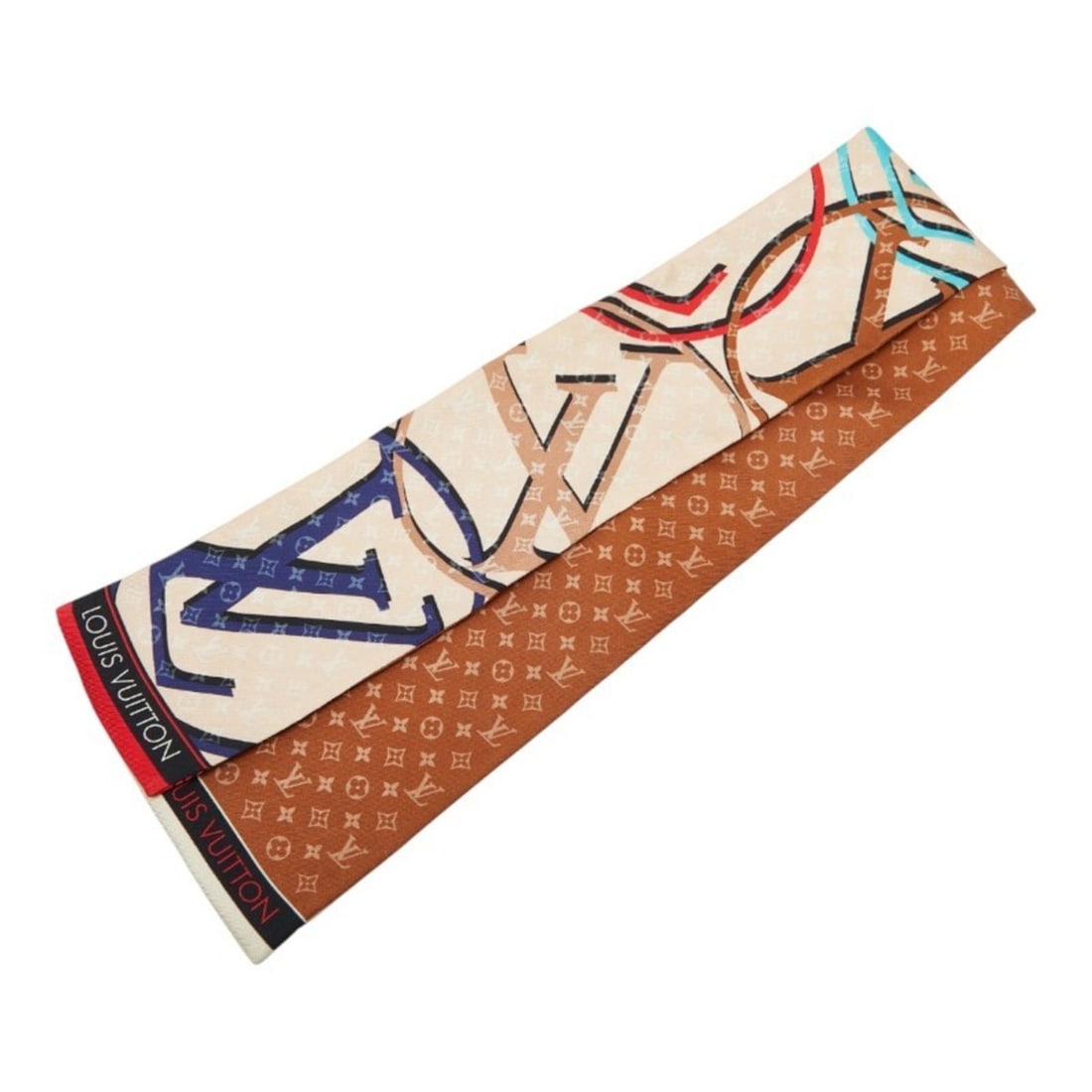 Louis Vuitton Bandeau Planet LV Scarf Muffler M77319 Beige Multicolor Silk Women's LOUIS VUITTON (1 of 14)