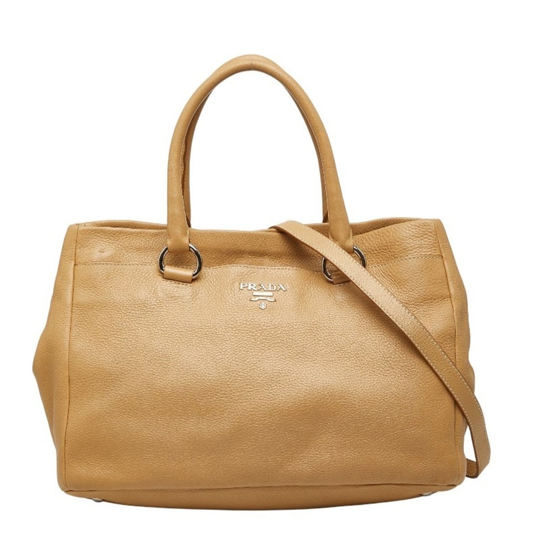 Prada 2-way handbag/shoulder bag in beige leather for women. (1 of 16)