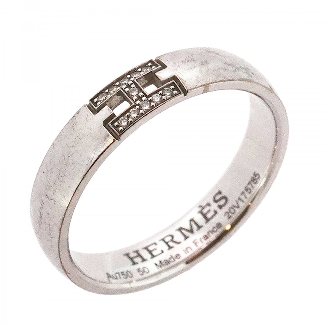 Hermes Ever Hercules Ring, 18K White Gold with Diamonds, #50, Women's (1 of 12)