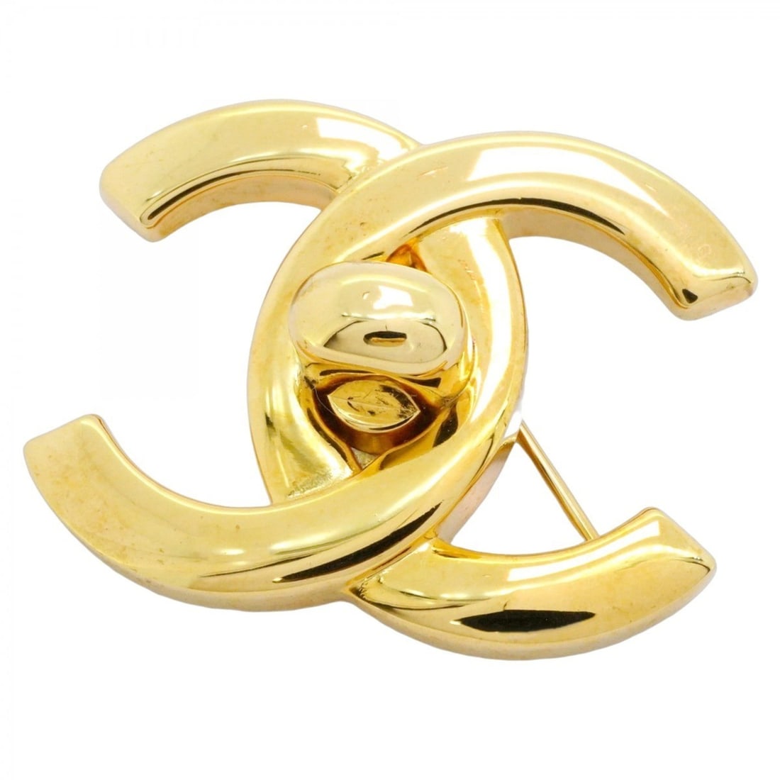 Chanel Coco Mark Turn Lock Brooch, GP Plated Gold, Women's: --- Catalog ---Category: SizeSize (HxWxD): 2.9cm x 3.74cm / 1.14'' x 1.47''Category: DesignType: BroochColor: GoldGender: WomenMaterial: Gold platingCategory: GeneralBrand: Chanel--- Item List ---Sect