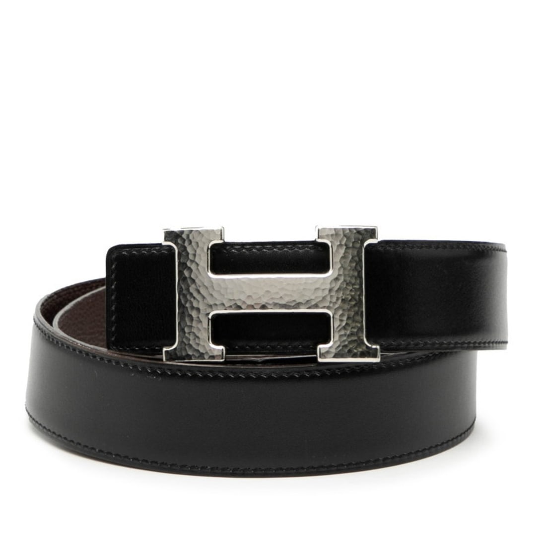 Hermès Constance H-Belt, Maltre, Size 80, Black, Brown, Silver Hardware, Box Calf Togo Leather, (1 of 9)