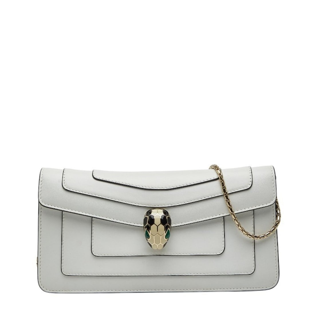 BVLGARI Serpenti Chain Shoulder Bag in White Gold and Leather for Women (1 of 10)