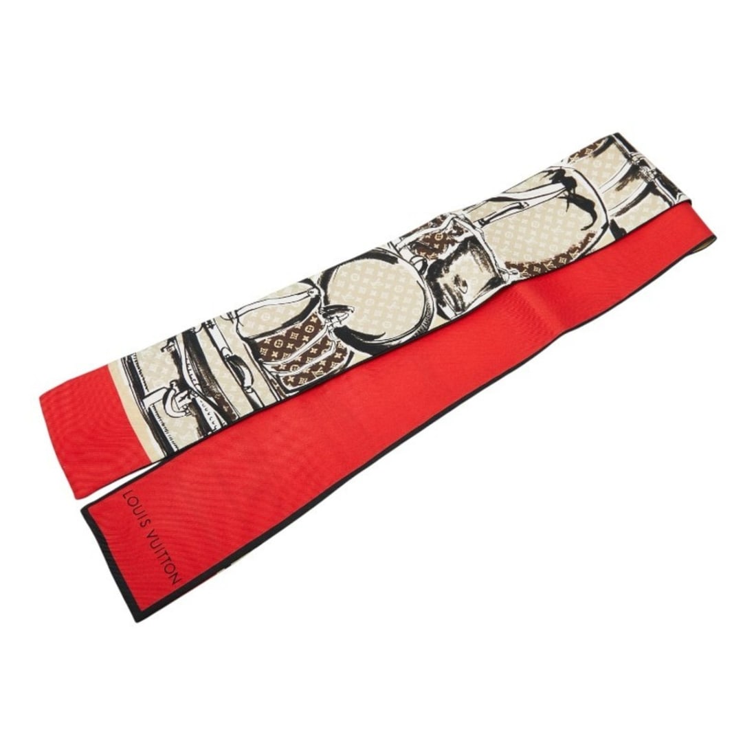 Louis Vuitton Monogram Bandeau Trunk Scarf Muffler M73964 Beige Multicolor Silk Women's LOUIS (1 of 11)