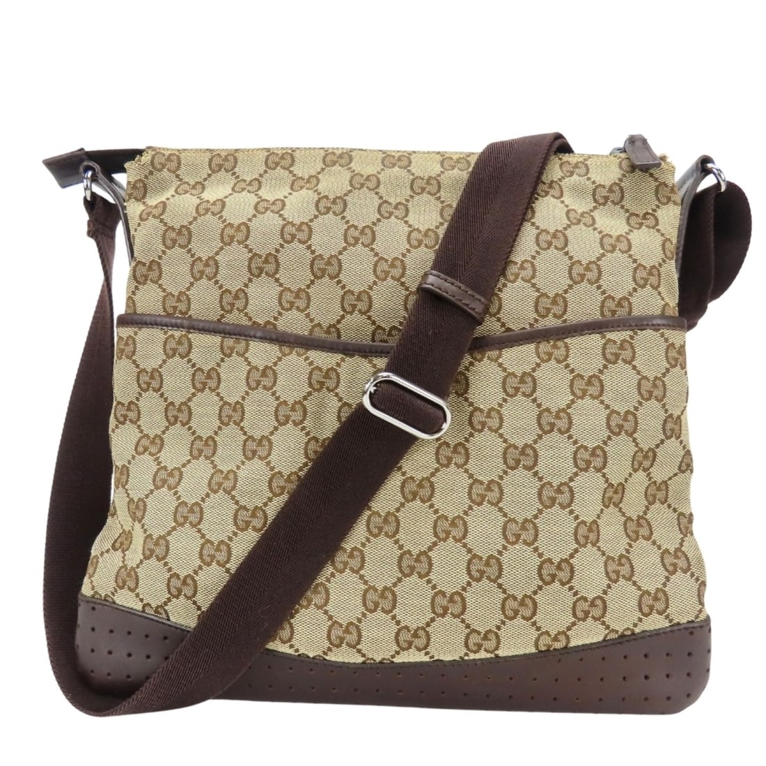 Gucci Shoulder Bag 145857 Perforated GG Canvas Leather Beige Dark Brown Women's GUCCI: --- Catalog ---Category: SizeSize (HxWxD): 27cm x 30cm x 3cm / 10.62'' x 11.81'' x 1.18''Category: DesignType: Shoulder bagColor: Beige, Dark brownGender: WomenMaterial: GG canvas , Leather Category: