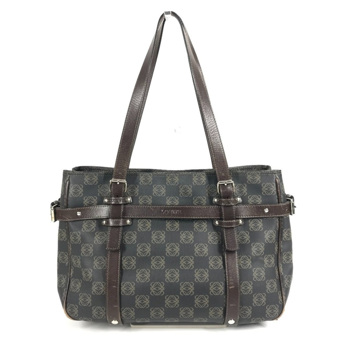 LOEWE Vintage Anagram Logo Tote Bag, Leather Shoulder Brown, Men's and Women's: --- Catalog ---Category: SizeSize (HxWxD): 24cm x 31cm x 15.5cm / 9.44'' x 12.2'' x 6.1''Category: DesignType: Shoulder bag, Tote bagColor: BrownGender: Men,WomenMaterial: PVC , Leather Category: Gene