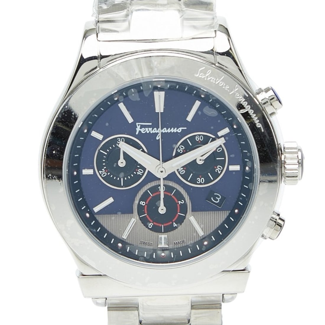 Salvatore Ferragamo 1898 Chronograph Watch SFFM01320, Swiss Quartz Movement, Navy Dial, Stainless: --- Catalog ---Category: SizeWrist Size: 19.5cm / 7.67''Case Diameter: 41.8mm / 1.65''Category: DesignType: WristwatchGender: MenColor (Dial): NavyMaterial (Band): Stainless steelMaterial (Case):