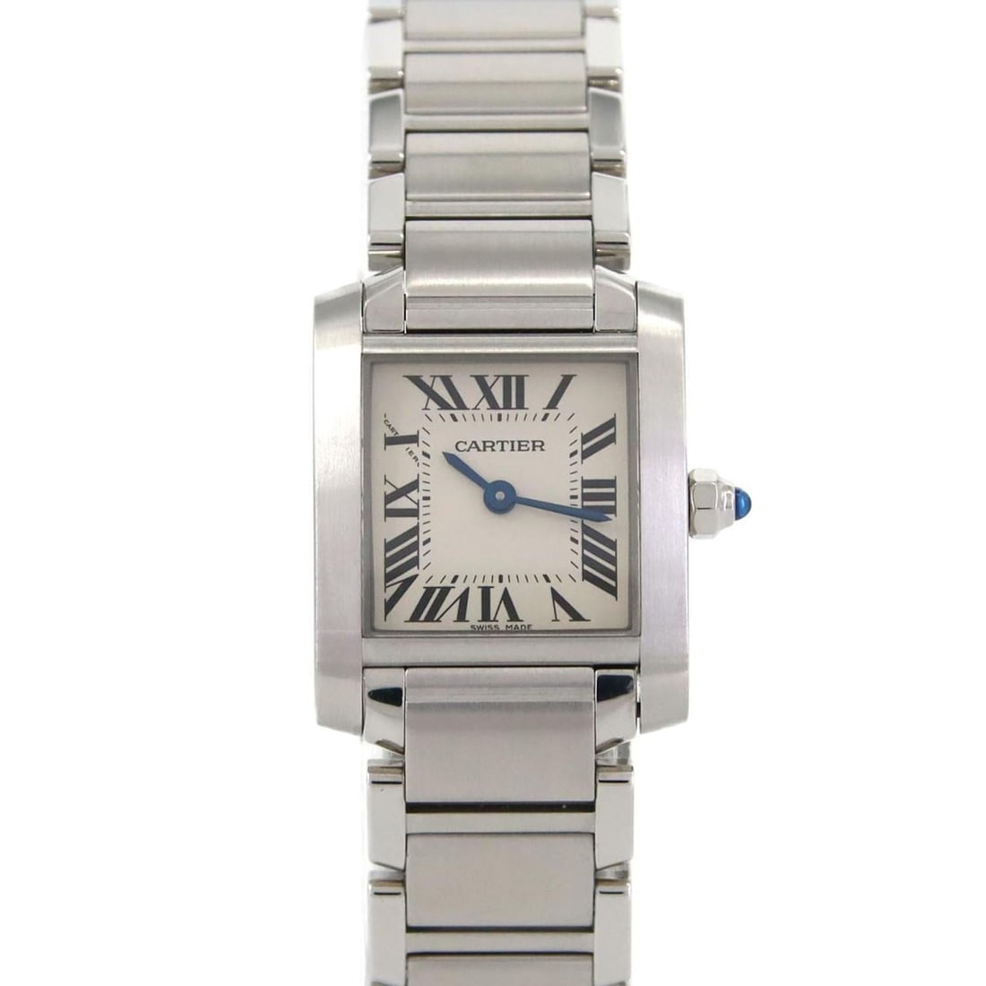 Cartier Tank Française SM W51008Q3 Stainless Steel Quartz Watch: --- Catalog ---Category: SizeWrist Size: 15cm / 5.9''Case Diameter: 20mm / 0.79''Category: DesignType: WristwatchGender: WomenColor (Dial): SilverMaterial (Band): Stainless steelMaterial (Case): Stain