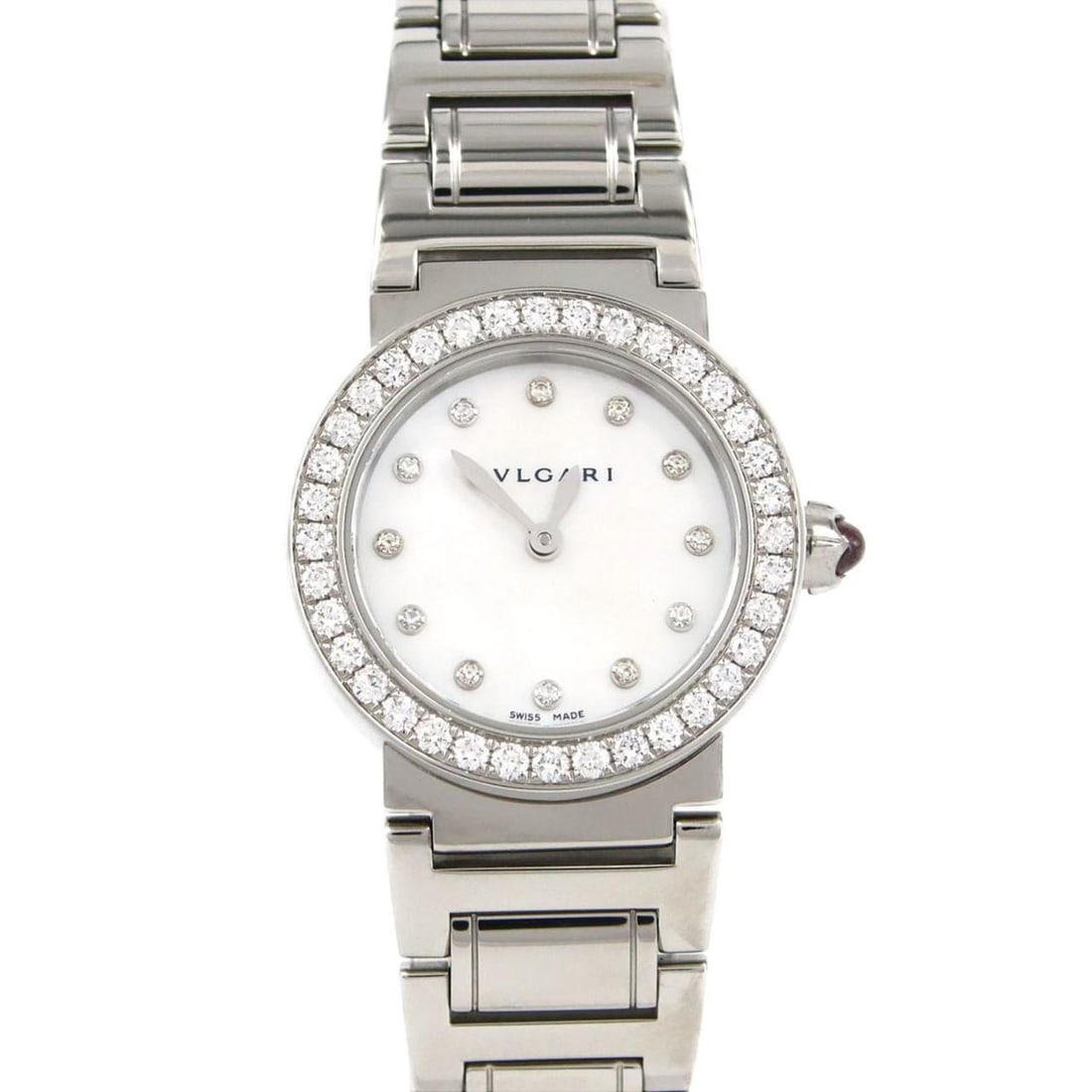 Bvlgari D-12 BBL26S SS Quartz Watch: --- Catalog ---Category: SizeWrist Size: 16cm / 6.29''Case Diameter: 26mm / 1.02''Category: DesignType: WristwatchGender: WomenColor (Dial): WhiteMaterial (Band): Stainless steelMaterial (Case): Stain