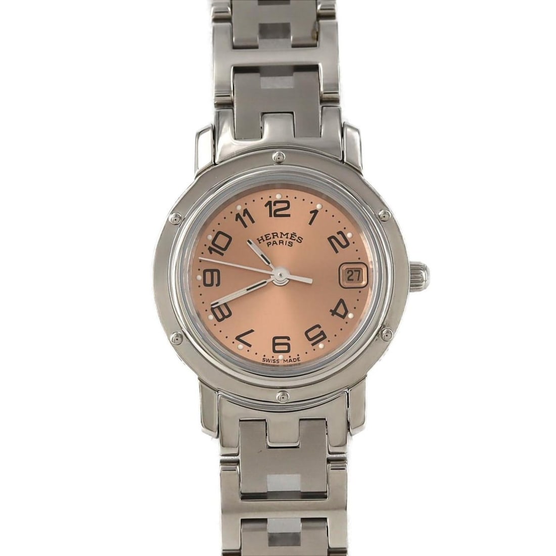 Hermès Clipper CL4.210 Stainless Steel Quartz Watch: --- Catalog ---Category: SizeWrist Size: 16.5cm / 6.49''Case Diameter: 24mm / 0.94''Category: DesignType: WristwatchGender: MenColor (Dial): PinkMaterial (Band): Stainless steelMaterial (Case): Stainl