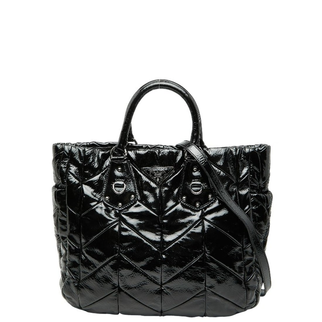 Prada Quilted Handbag/Shoulder Bag, 2-Way, BN1543, Black Nylon, Women's, PRADA: --- Catalog ---Category: SizeSize (HxWxD): 28cm x 33cm x 11cm / 11.02'' x 12.99'' x 4.33''Category: DesignType: Handbag, Shoulder bagColor: BlackGender: WomenMaterial: Nylon Category: GeneralMPN: