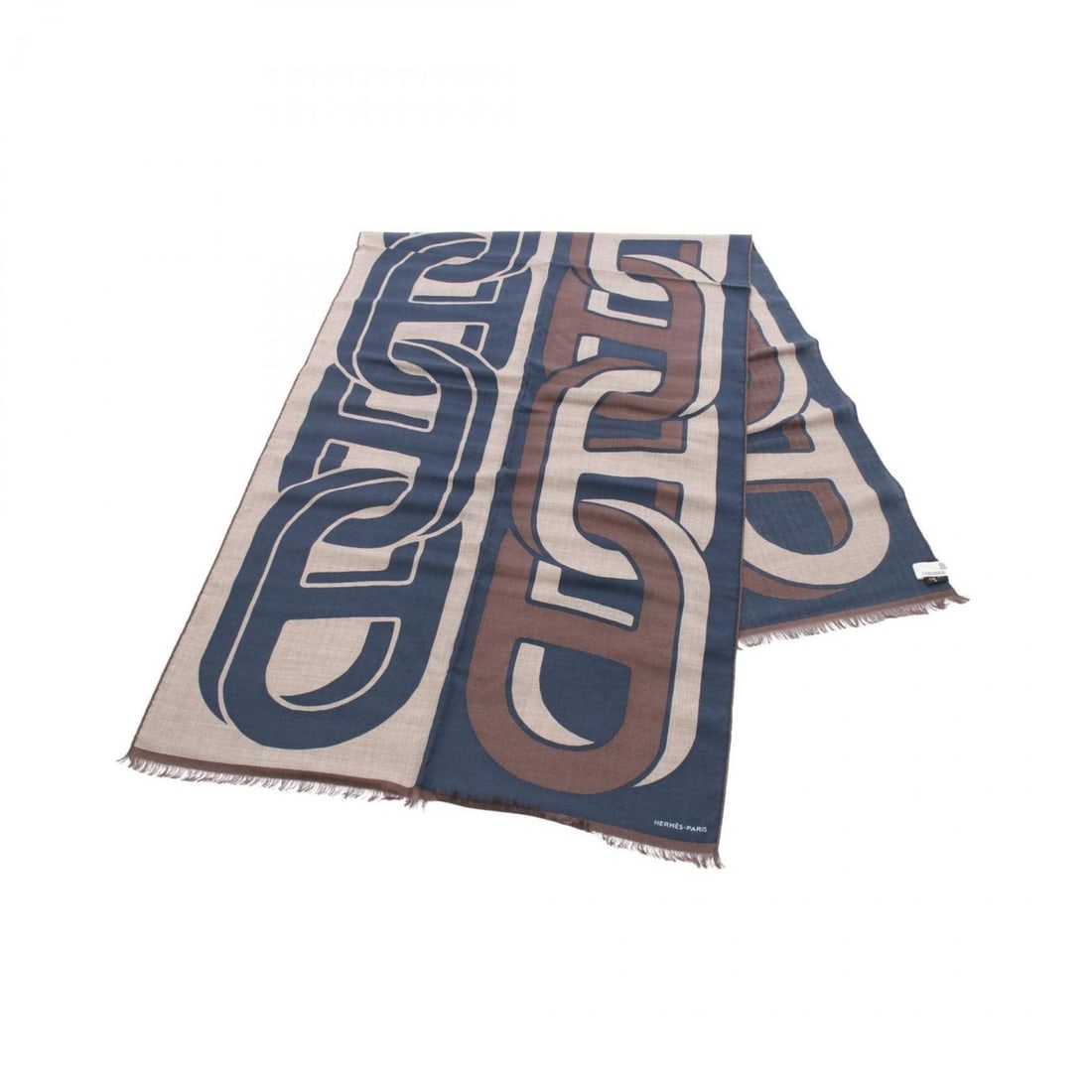 Hermes Hermès MAILLONS TGM Rectangle Scarf/Shawl, Silk, Cashmere, Men's, Brown, Navy, Gray, 694202T: --- Catalog ---Category: SizeSize (LxW): 1.8m x 63cm / 70.86'' x 24.8''Category: DesignType: ScarfColor: Brown, Gray, NavyGender: MenMaterial: Silk , Cashmere Category: GeneralMPN: 694202TBrand: Herme