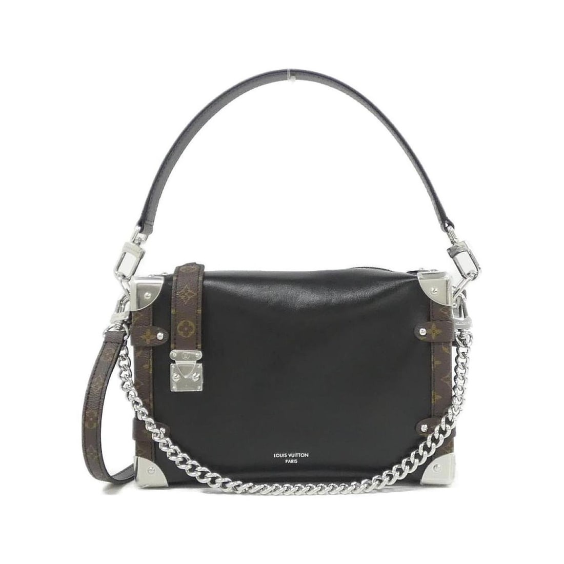 Louis Vuitton LV Vibe Side Trunk M15195 Shoulder Bag: --- Catalog ---Category: SizeSize (HxWxD): 16cm x 23cm x 8cm / 6.29'' x 9.05'' x 3.14''Category: DesignType: Shoulder bagColor: BlackGender: WomenMaterial: Leather Leather/Fur Type: CalfskinCategory: