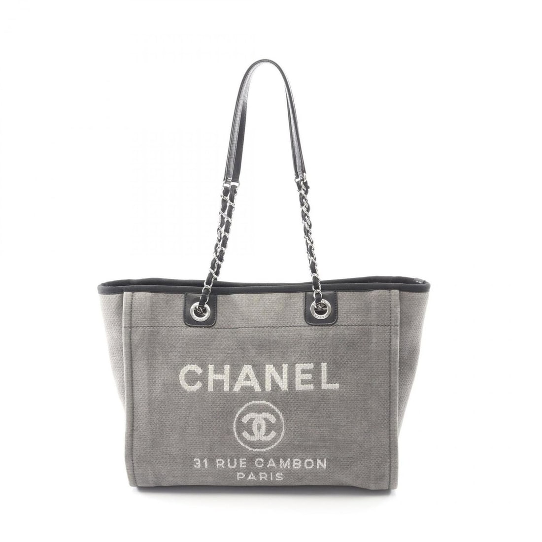 CHANEL Deauville Tote Bag, Handbag, Denim and Leather, Women's, Gray Black: --- Catalog ---Category: SizeSize (HxWxD): 26cm x 35cm x 14cm / 10.23'' x 13.77'' x 5.51''Strap Length: 65cm / 25.59''Category: DesignType: Handbag, Tote bagColor: Black, GrayGender: WomenMaterial: