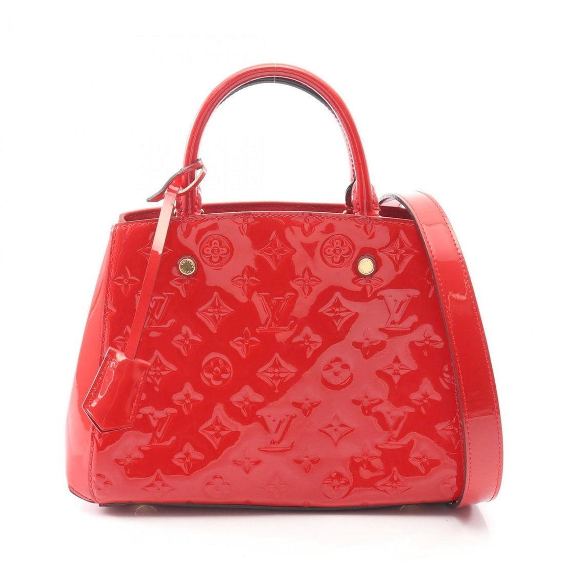 Louis Vuitton Montaigne BB Handbag, Leather Vernis, Women's, Red, M50170 (1 of 15)