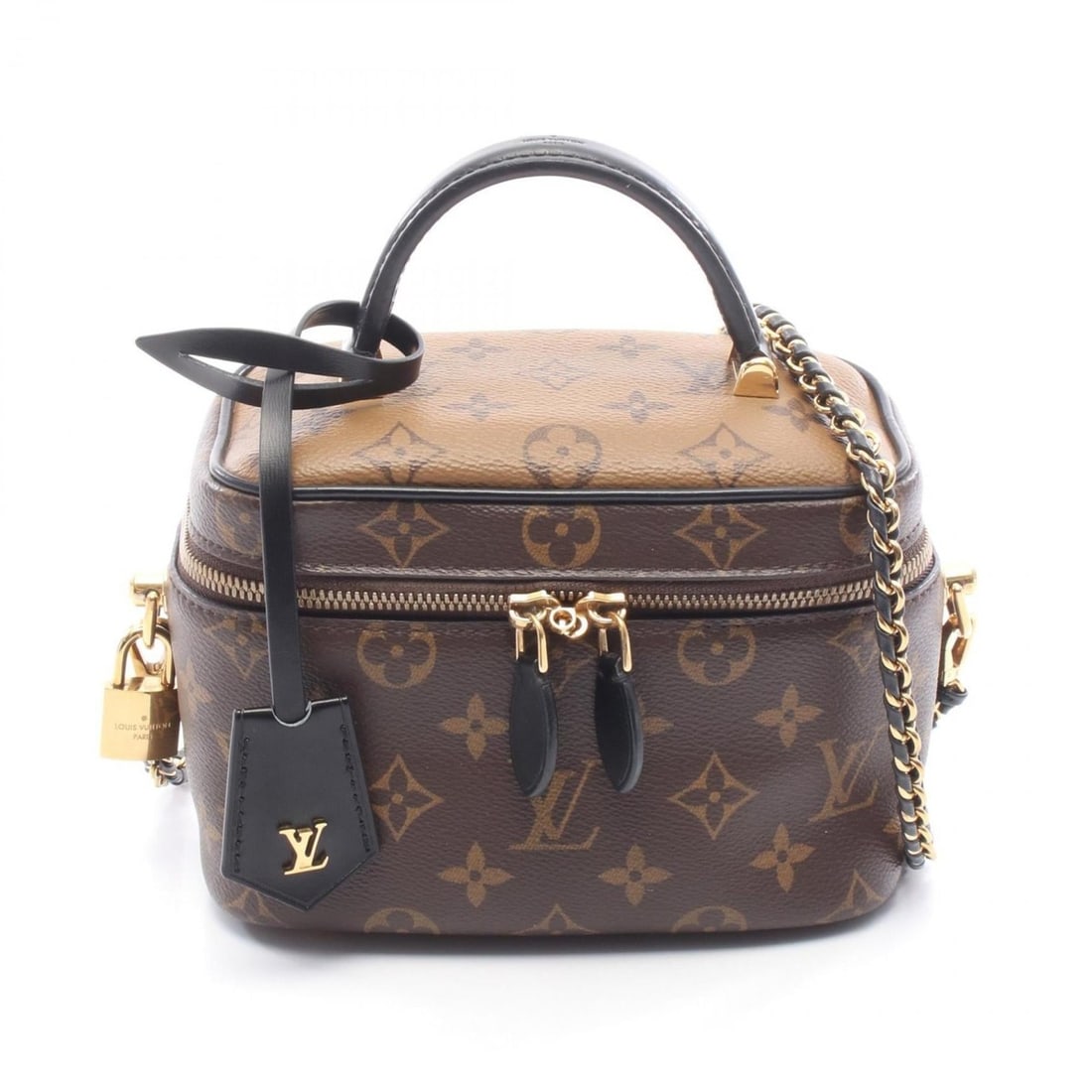 Louis Vuitton Vanity NV PM Handbag, Coated Canvas and Leather, Monogram Reverse, Women's, Brown: --- Catalog ---Category: SizeSize (HxWxD): 13cm x 18cm x 10cm / 5.11'' x 7.08'' x 3.93''Category: DesignType: HandbagColor: Black, BrownGender: WomenMaterial: Coated canvas , Monogram , PVC , Leather