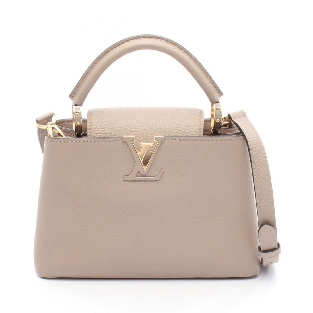 Louis Vuitton Capucines BB Handbag, Leather, Taurillon Women's, Beige, M94634: --- Catalog ---Category: SizeSize (HxWxD): 18cm x 27cm x 9cm / 7.08'' x 10.62'' x 3.54''Category: DesignType: HandbagColor: Beige, GalleGender: WomenMaterial: Leather Leather/Fur Type: Taurillon leath