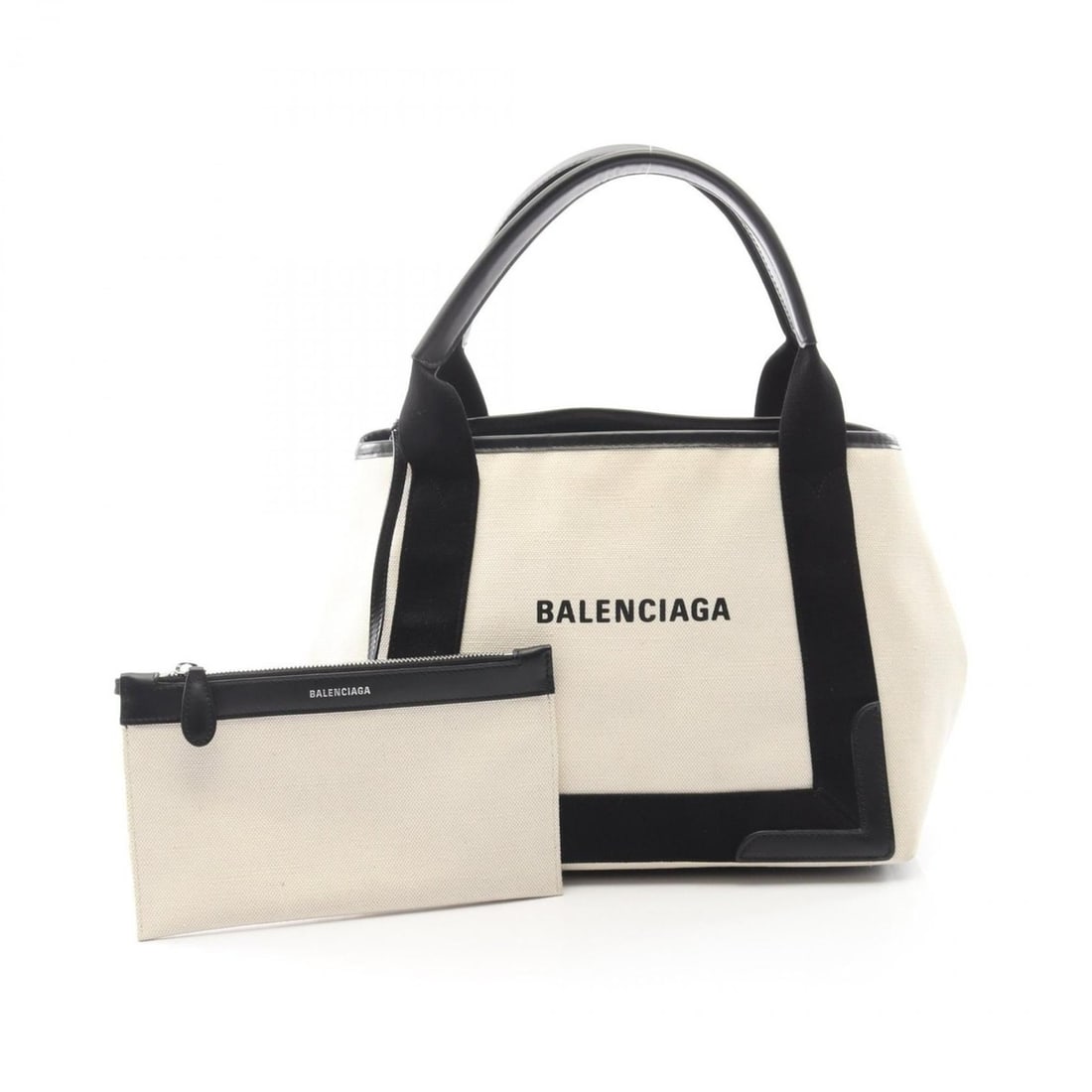 Balenciaga Navy Cabas S Tote Bag, Canvas and Leather, Women's, Ivory Black: --- Catalog ---Category: SizeSize (HxWxD): 22cm x 30cm x 18cm / 8.66'' x 11.81'' x 7.08''Category: DesignType: Handbag, Pouch, Tote bagColor: Black, IvoryGender: WomenMaterial: Canvas , Leather Catego