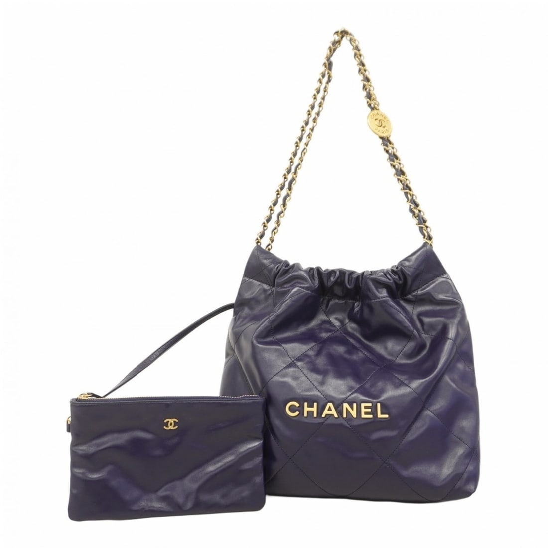 Chanel Shoulder Bag Chain 22 Calfskin Navy Women's P2268950 (1 of 12)