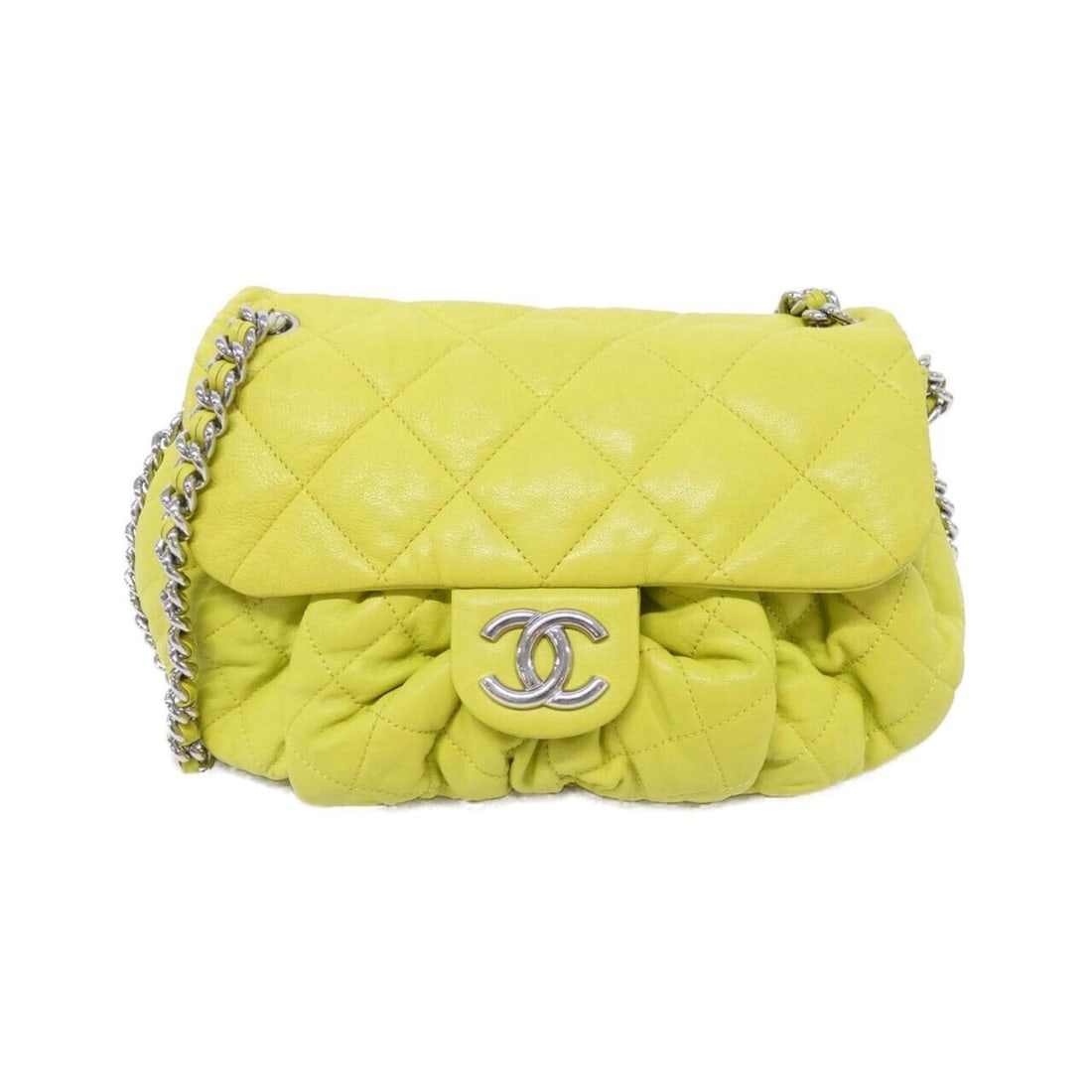 Chanel Chain Around Line 49889 Shoulder Bag: --- Catalog ---Category: SizeSize (HxWxD): 21cm x 28cm x 4cm / 8.26'' x 11.02'' x 1.57''Category: DesignType: Shoulder bagColor: YellowGender: WomenMaterial: Leather Hardware Color: SilverLeather/Fur