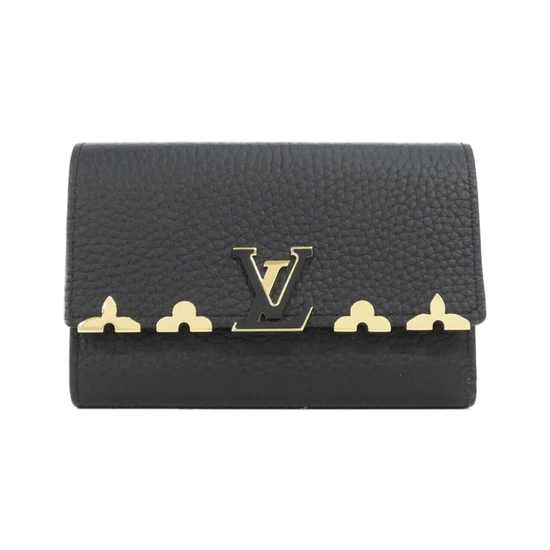 Louis Vuitton Taurillon Portefeuille Capucines Compact M82764 Wallet: --- Catalog ---Category: SizeSize (HxWxD): 9cm x 13cm x 2.5cm / 3.54'' x 5.11'' x 0.98''Category: DesignType: Wallet (tri-fold)Color: BlackGender: WomenMaterial: Leather Leather/Fur Type: Calf