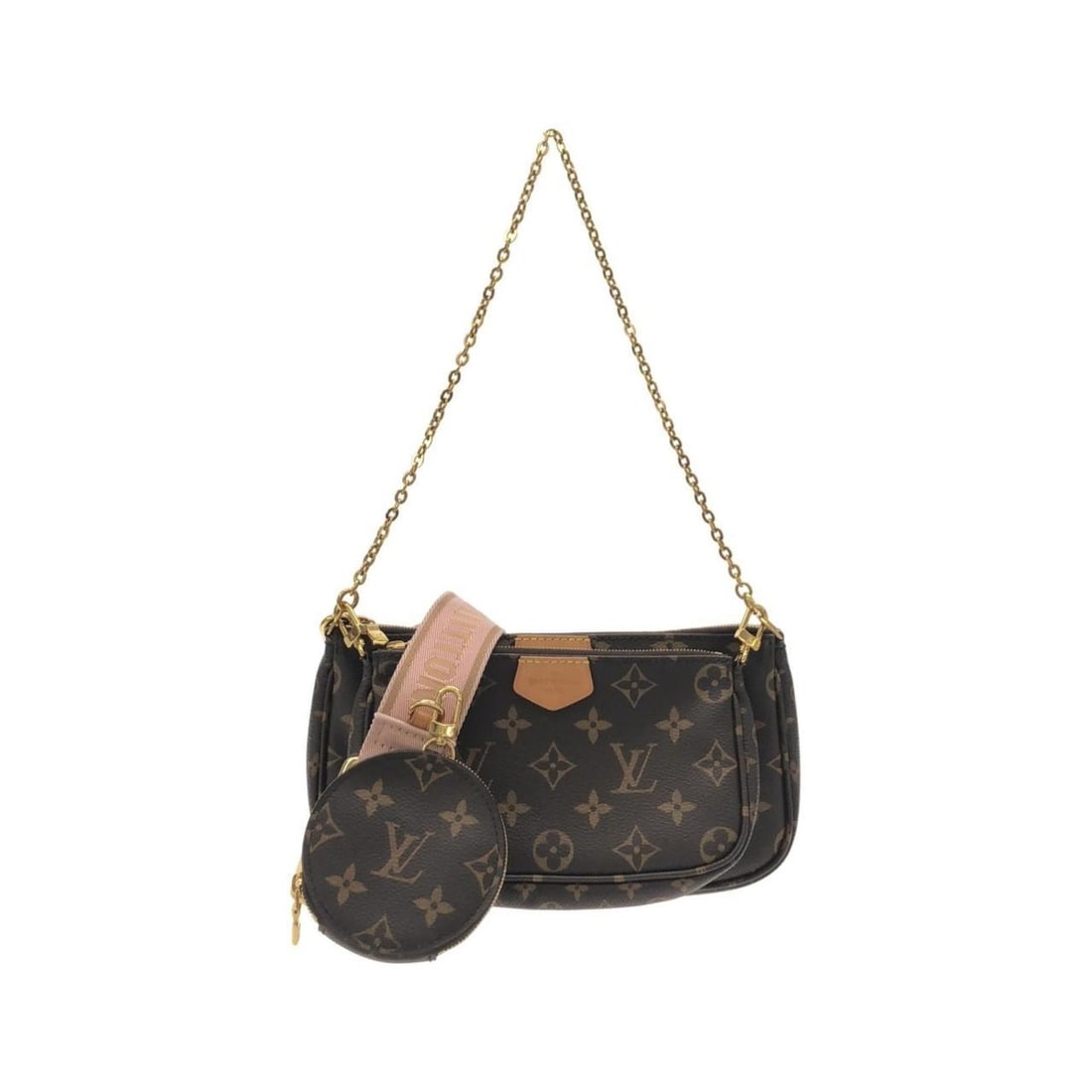 Louis Vuitton Monogram Multi Pochette Accessoires M44840 Shoulder Bag: --- Catalog ---Category: SizeSize (HxWxD): 12.5cm x 23.5cm x 4cm / 4.92'' x 9.25'' x 1.57''Category: DesignType: Pochette, Pouch, Shoulder bagColor: Marron, Rose clairGender: Men,WomenMaterial: