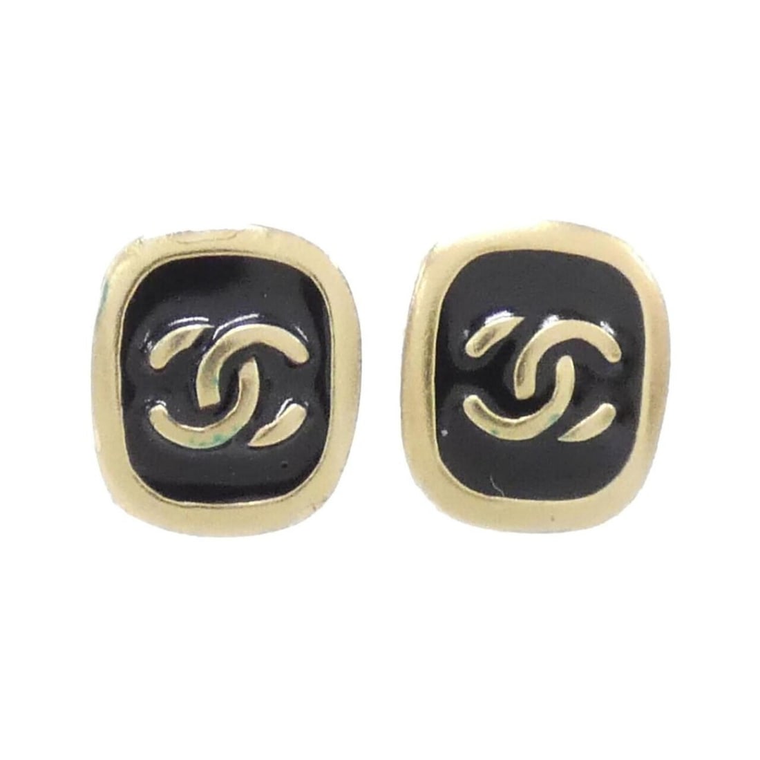 Chanel earrings: --- Catalog ---Category: SizeSize (HxWxD): 14.00mm x 12.00mm / 0.55'' x 0.47''Category: DesignType: Stud earringsColor: Black, GoldGender: WomenCategory: GeneralBrand: Chanel--- Item List ---Section: