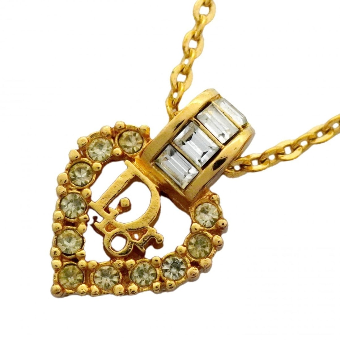 Christian Dior necklace, GP plated rhinestone gold for women: --- Catalog ---Category: SizePendant Size: 19.6mm x 14mm / 0.77'' x 0.55''Neck Circumference: 39 cm - 44 cm / 15.35'' - 17.32''Category: DesignColor: GoldGender: WomenMaterial: Gold plating, Rhineston