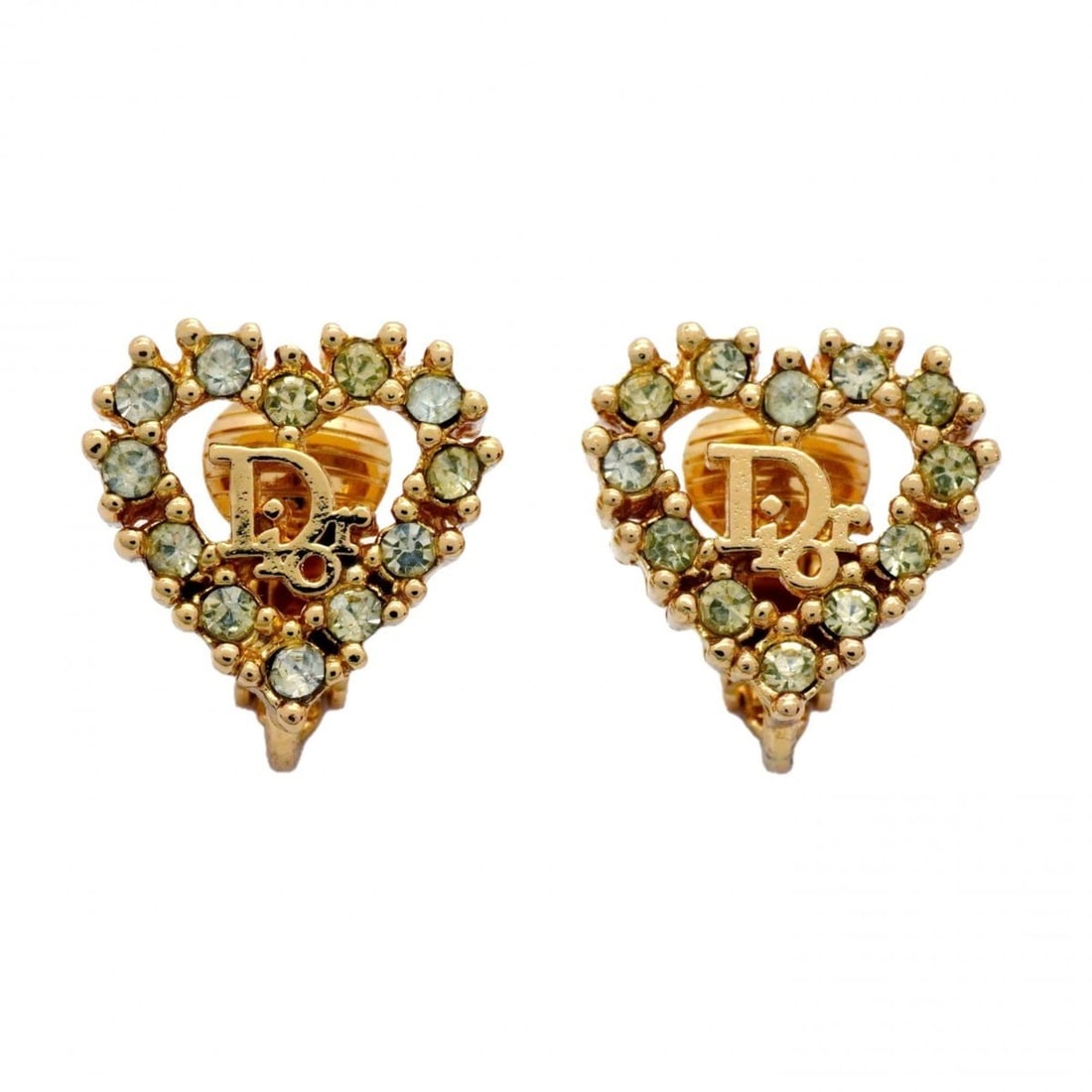 Christian Dior earrings, heart motif, GP plated, rhinestone, gold, for women.: --- Catalog ---Category: SizeSize (HxWxD): 12.90mm x 13.10mm / 0.51'' x 0.52''Category: DesignType: Clip earringsColor: GoldGender: WomenMaterial: Gold plating, RhinestoneCategory: GeneralBrand: Chris