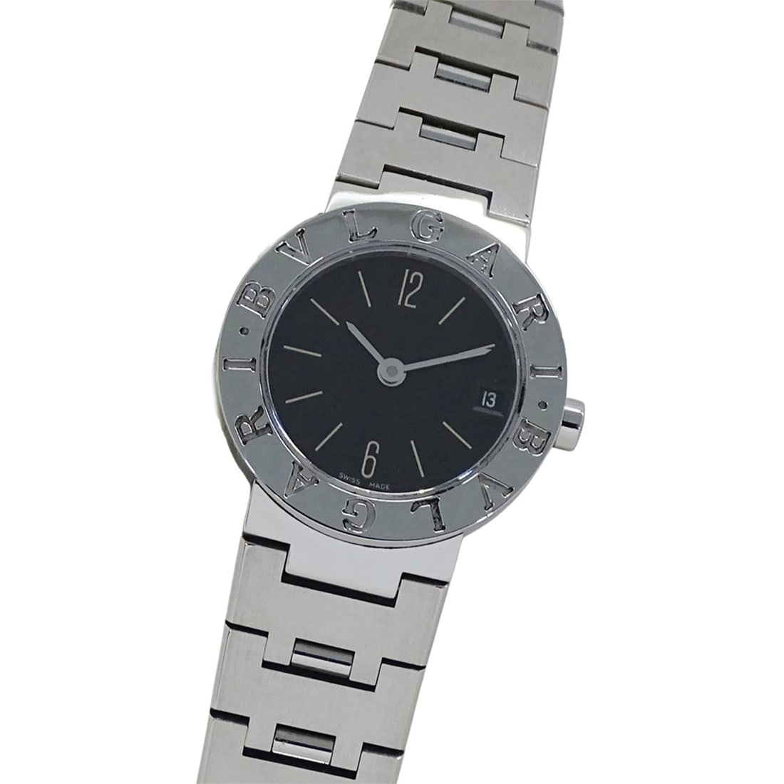 BVLGARI Women's Watch, Brand: Date Quartz QZ Stainless Steel SS BB23SS Silver Black Round Polished (1 of 15)
