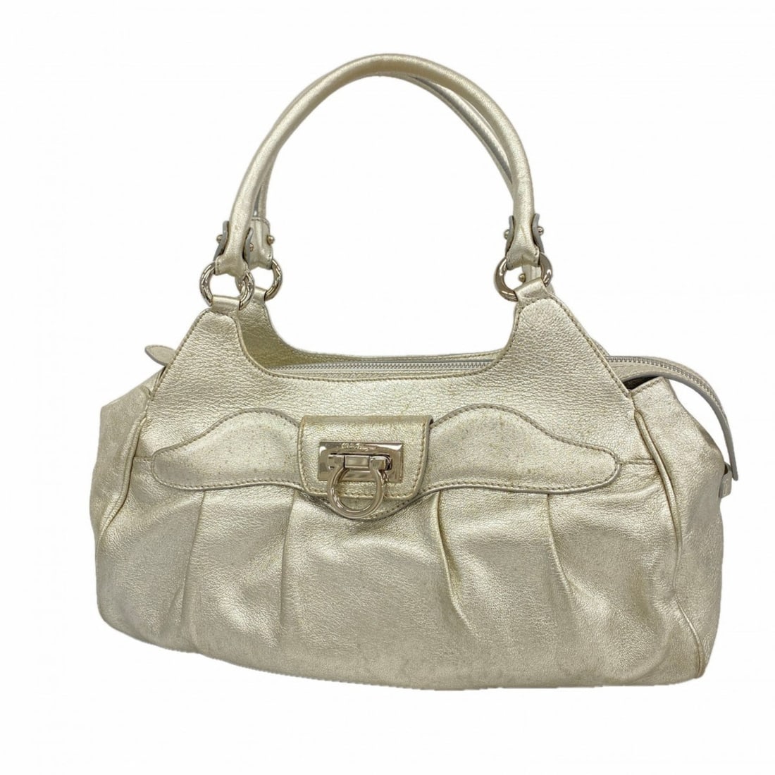 Salvatore Ferragamo Gancini Leather Silver Handbag for Women (1 of 17)