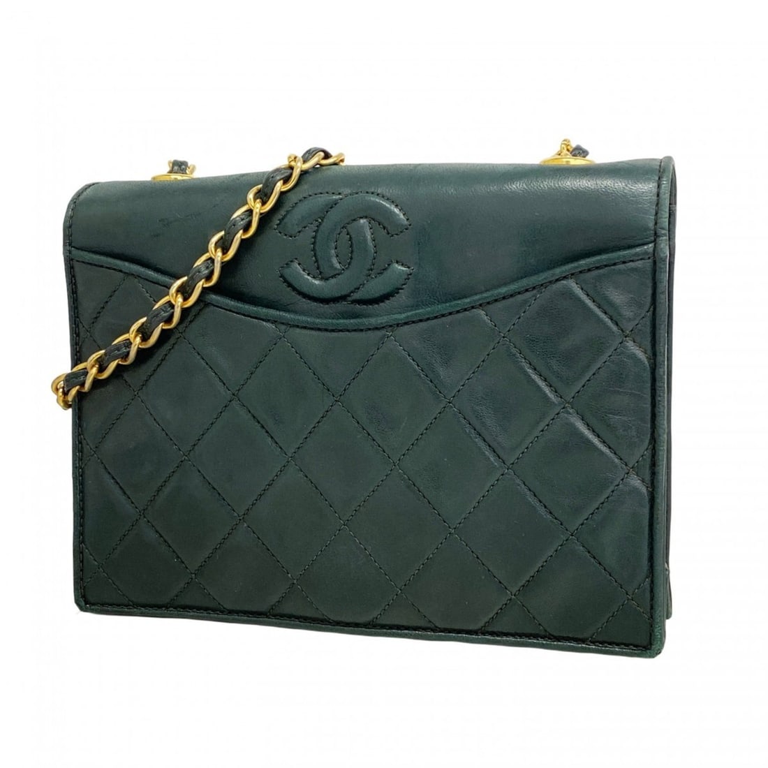 Chanel Matelasse Chain Shoulder Bag, Lambskin, Green, Women's: --- Catalog ---Category: SizeSize (HxWxD): 15cm x 19.5cm x 4.5cm / 5.9'' x 7.67'' x 1.77''Category: DesignType: Shoulder bagColor: GreenGender: WomenMaterial: Leather Hardware Color: GoldLeather/Fur