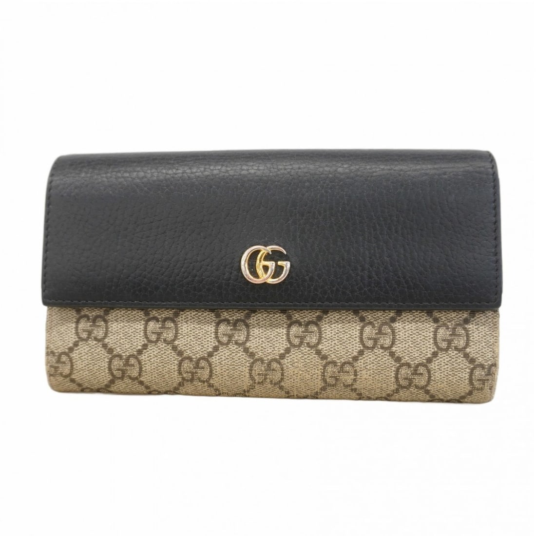 Gucci GG Marmont Supreme Long Wallet 456116 Leather Brown Black Women's: --- Catalog ---Category: SizeSize (HxWxD): 11.5cm x 19cm x 2cm / 4.52'' x 7.48'' x 0.78''Category: DesignType: Long wallet (bi-fold)Color: Black, BrownGender: WomenMaterial: PVC , Leather Category: Ge