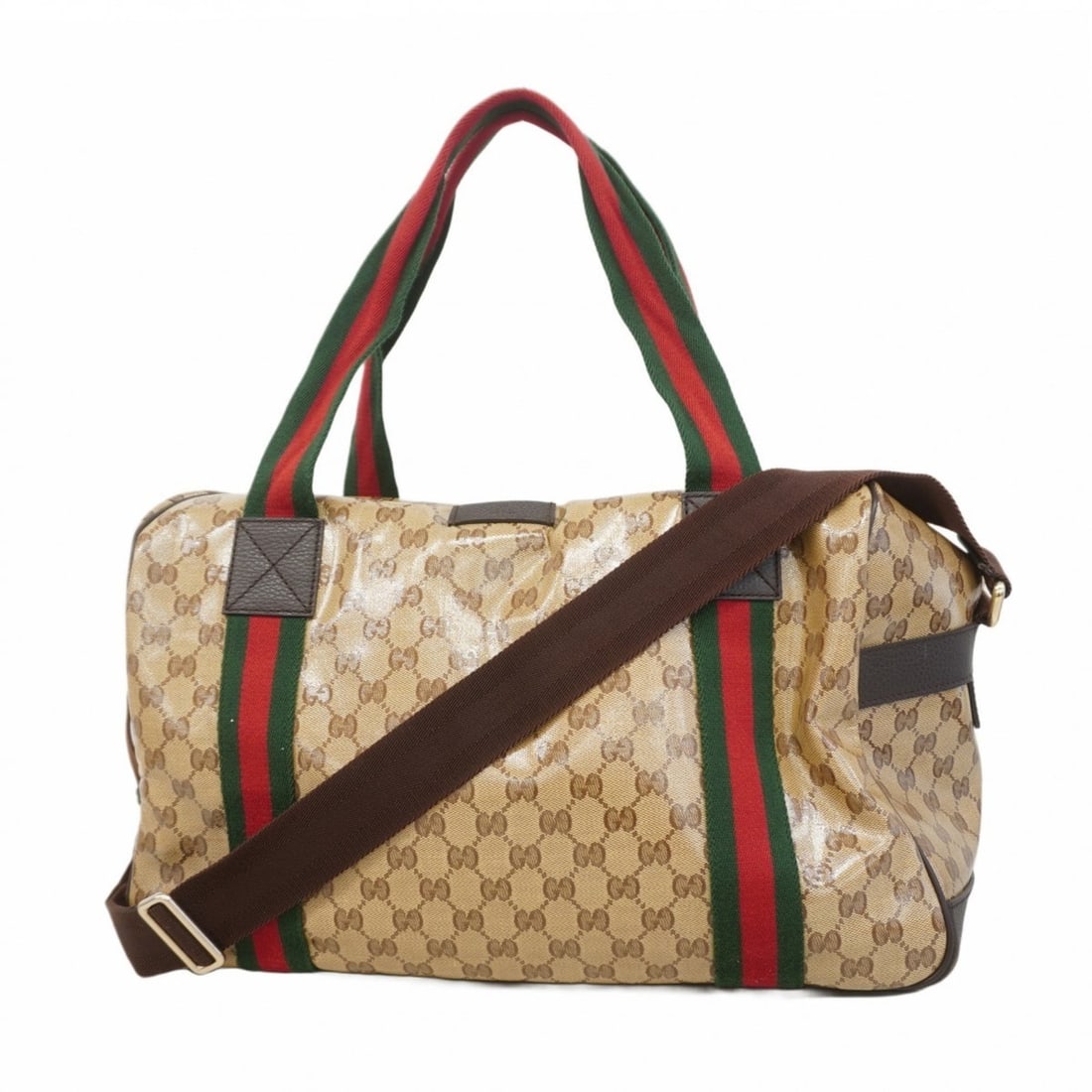 Gucci Boston Bag with GG Crystals, 374769, Coated Canvas, Brown, Champagne, Men's and Women's: --- Catalog ---Category: SizeSize (HxWxD): 28cm x 42cm x 22cm / 11.02'' x 16.53'' x 8.66''Category: DesignType: Boston bagColor: BrownGender: Men,WomenMaterial: Coated canvas Hardware Color: