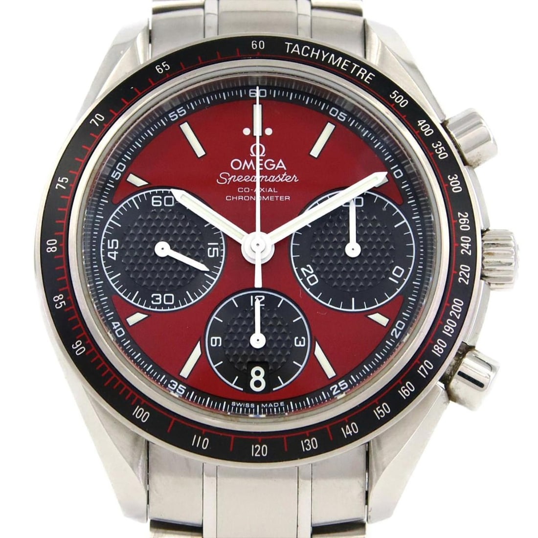 Omega Speedmaster Racing 326.30.40.50.11.001 Stainless Steel Automatic Watch: --- Catalog ---Category: SizeWrist Size: 16.5cm / 6.49''Case Diameter: 40mm / 1.57''Category: DesignType: WristwatchGender: MenColor (Dial): Black, Red colorMaterial (Band): Stainless steelMaterial (C