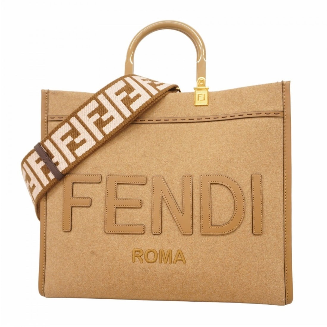 Fendi Sunshine Medium Felt Handbag, Beige, Women's (1 of 19)