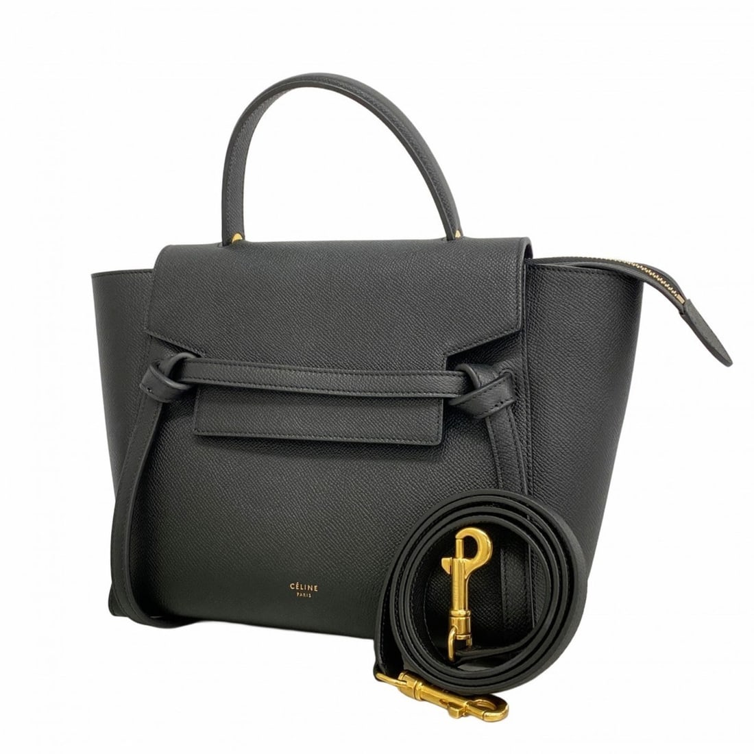 Celine handbag belt bag leather black 2-way for women (1 of 15)