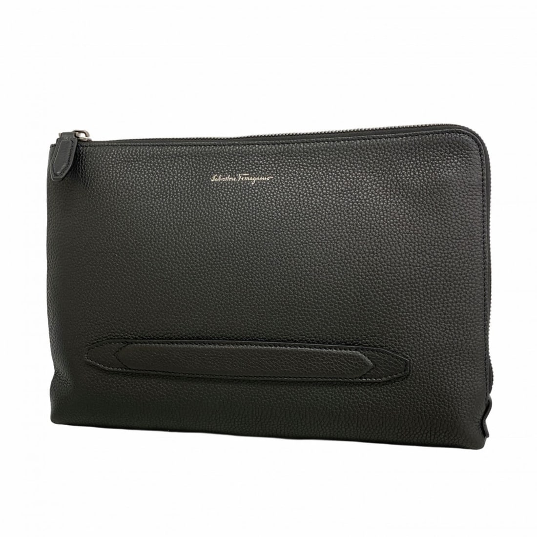 Salvatore Ferragamo clutch bag in black leather for men: --- Catalog ---Category: SizeSize (HxWxD): 25cm x 35cm x 2.5cm / 9.84'' x 13.77'' x 0.98''Category: DesignType: Clutch bagColor: BlackGender: MenMaterial: Leather Hardware Color: SilverCategory: Gener