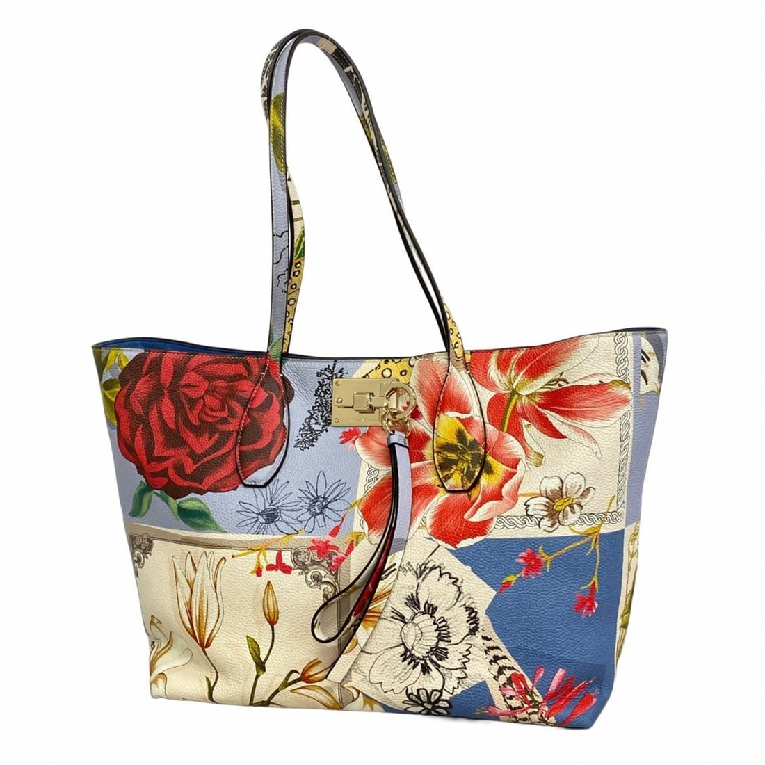 Salvatore Ferragamo Gancini Leather Tote Bag in Multicolored Champagne for Women: --- Catalog ---Category: SizeSize (HxWxD): 26cm x 29.5cm x 15cm / 10.23'' x 11.61'' x 5.9''Category: DesignType: Tote bagColor: Multi-colorGender: WomenMaterial: Leather Hardware Color: Champagne gold